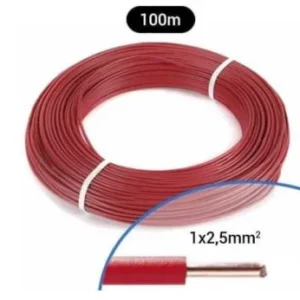 Fil électrique rigide H07VU 2.5² rouge - Couronne de 100m